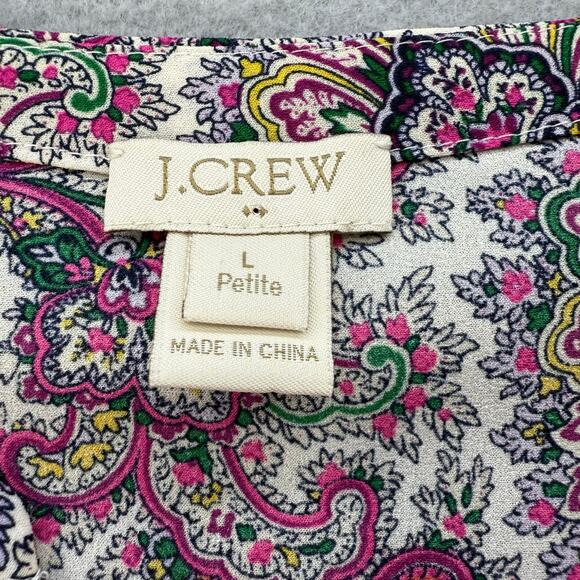 J. Crew Boho Tunic Top Women's L Petite Multicolor Print Long Sleeve V-Neck - Picture 5 of 9